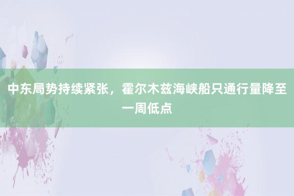 中东局势持续紧张，霍尔木兹海峡船只通行量降至一周低点