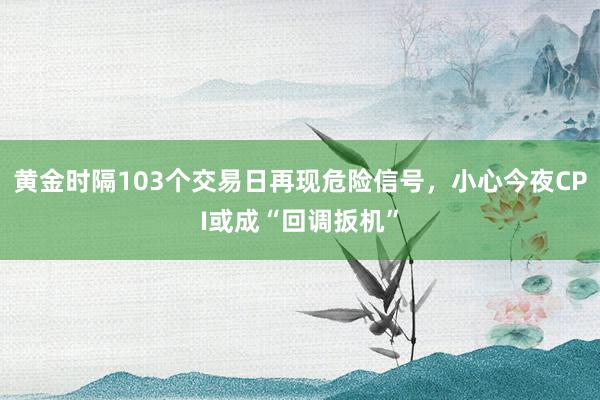 黄金时隔103个交易日再现危险信号，小心今夜CPI或成“回调扳机”