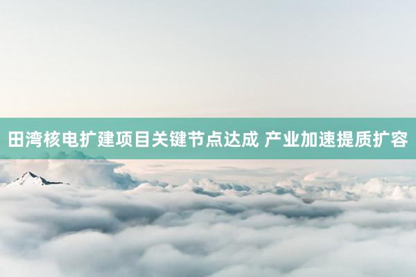 田湾核电扩建项目关键节点达成 产业加速提质扩容