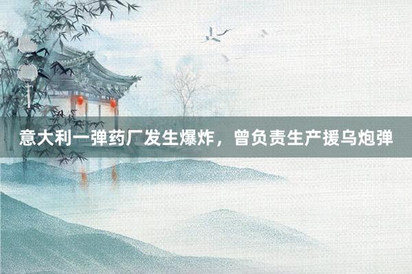 意大利一弹药厂发生爆炸，曾负责生产援乌炮弹