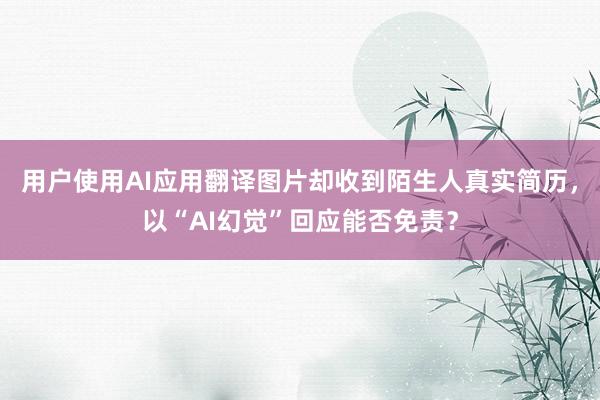 用户使用AI应用翻译图片却收到陌生人真实简历，以“AI幻觉”回应能否免责？