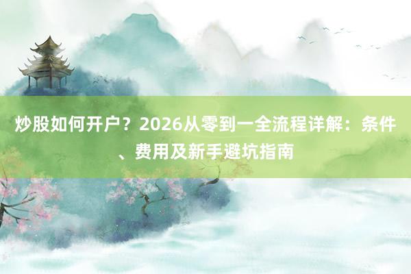 炒股如何开户？2026从零到一全流程详解：条件、费用及新手避坑指南