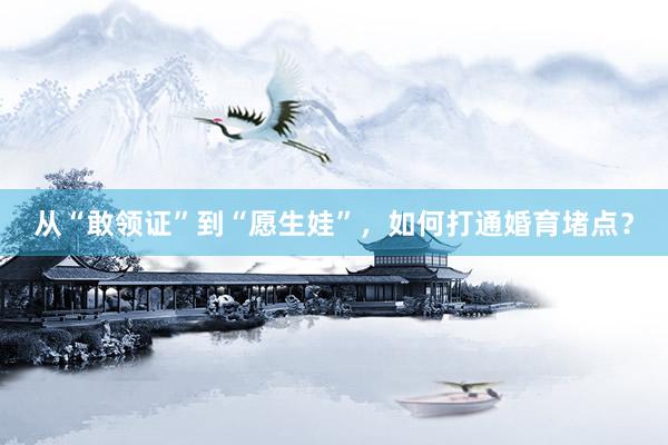 从“敢领证”到“愿生娃”，如何打通婚育堵点？