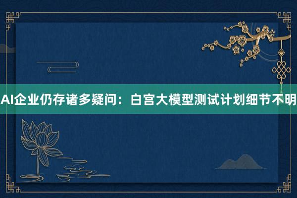 AI企业仍存诸多疑问：白宫大模型测试计划细节不明