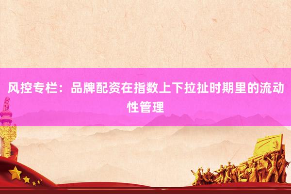 风控专栏：品牌配资在指数上下拉扯时期里的流动性管理