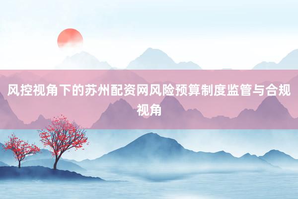 风控视角下的苏州配资网风险预算制度监管与合规视角