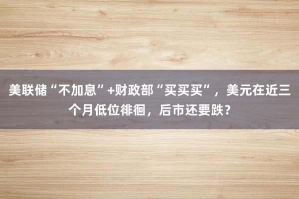 美联储“不加息”+财政部“买买买”，美元在近三个月低位徘徊，后市还要跌？