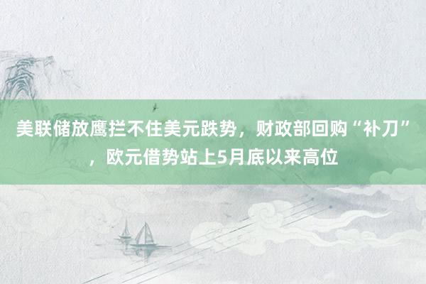 美联储放鹰拦不住美元跌势，财政部回购“补刀”，欧元借势站上5月底以来高位