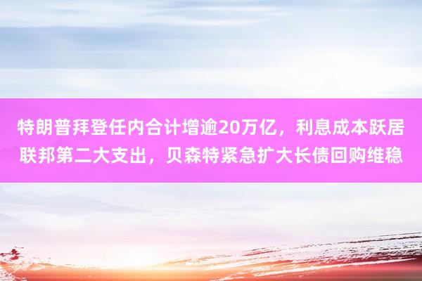 特朗普拜登任内合计增逾20万亿，利息成本跃居联邦第二大支出，贝森特紧急扩大长债回购维稳