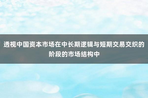 透视中国资本市场在中长期逻辑与短期交易交织的阶段的市场结构中