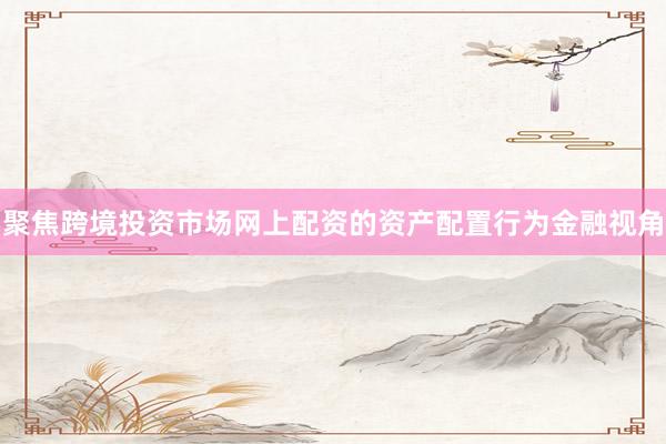 聚焦跨境投资市场网上配资的资产配置行为金融视角