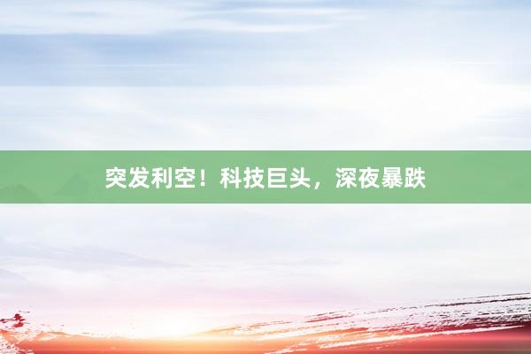 突发利空！科技巨头，深夜暴跌