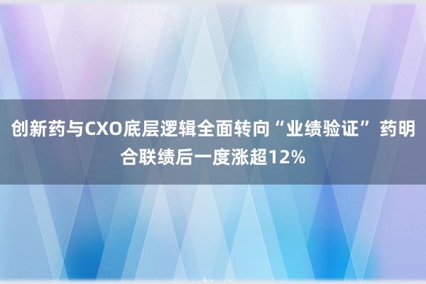 创新药与CXO底层逻辑全面转向“业绩验证” 药明合联绩后一度涨超12%