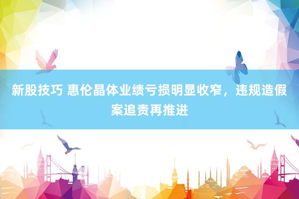 新股技巧 惠伦晶体业绩亏损明显收窄，违规造假案追责再推进