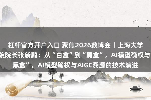 杠杆官方开户入口 聚焦2026数博会丨上海大学计算机工程与科学学院院长张新鹏：从“白盒”到“黑盒”，AI模型确权与AIGC溯源的技术演进