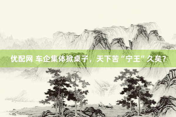 优配网 车企集体掀桌子，天下苦“宁王”久矣？