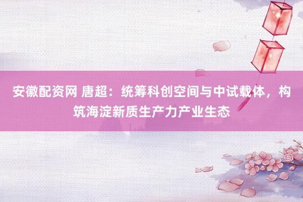 安徽配资网 唐超：统筹科创空间与中试载体，构筑海淀新质生产力产业生态