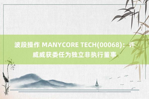 波段操作 MANYCORE TECH(00068):许威威获委任为独立非执行董事