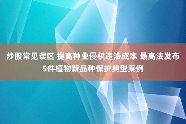 炒股常见误区 提高种业侵权违法成本 最高法发布5件植物新品种保护典型案例