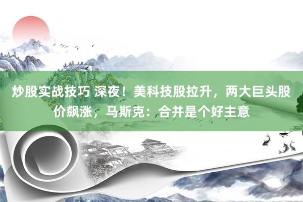 炒股实战技巧 深夜！美科技股拉升，两大巨头股价飙涨，马斯克：合并是个好主意