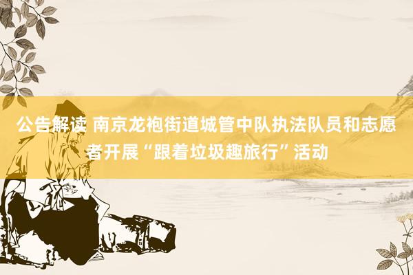 公告解读 南京龙袍街道城管中队执法队员和志愿者开展“跟着垃圾趣旅行”活动